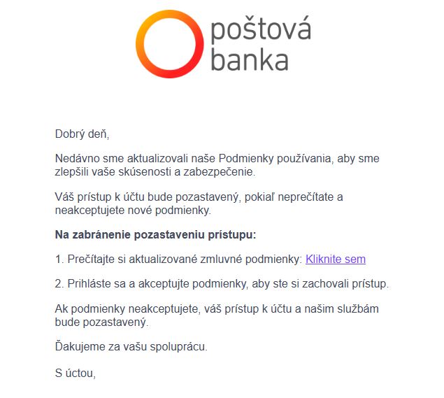 poštová banka podmienky