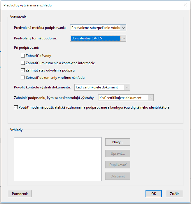 Obr. 1 – Zmena predvoleného formátu podpisu v aplikácii Adobe Acrobat Reader